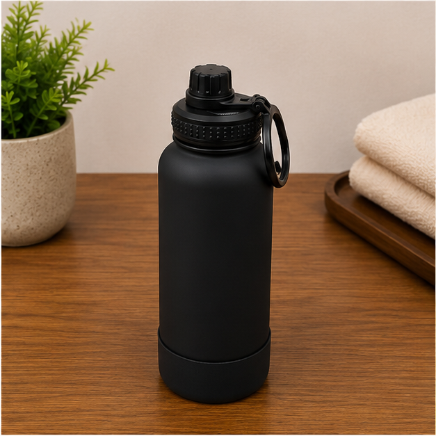 Matte Black Stainless Steel Water Bottle for Travel & Daily Use (YM050)
