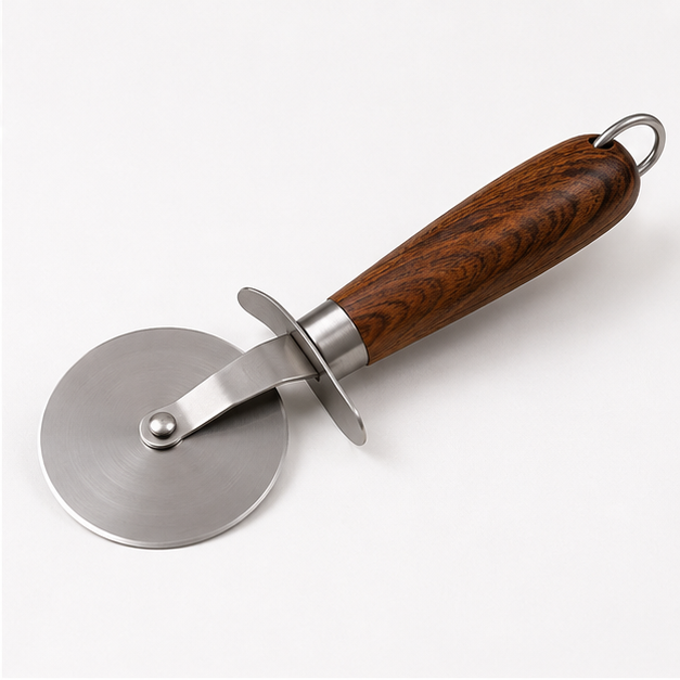 Brown Wooden Handle Pizza Cutter (YM103)