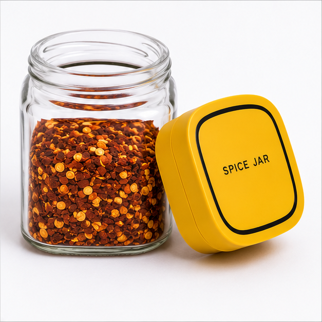 Yellow Glass Seasoning Storage Jar with Lid (YM1377)
