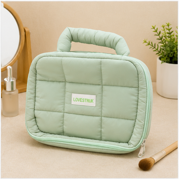 Quilted Cosmetic Organizer Bag Green (YM1438)