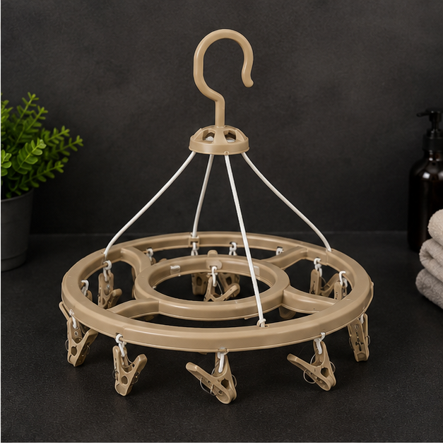 Foldable Hanging Drying Rack with Clips for Clothes & Accessories (YM556)