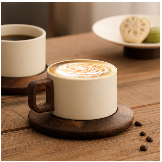 Cream Signature Latte Cup with Saucer (YM2385)
