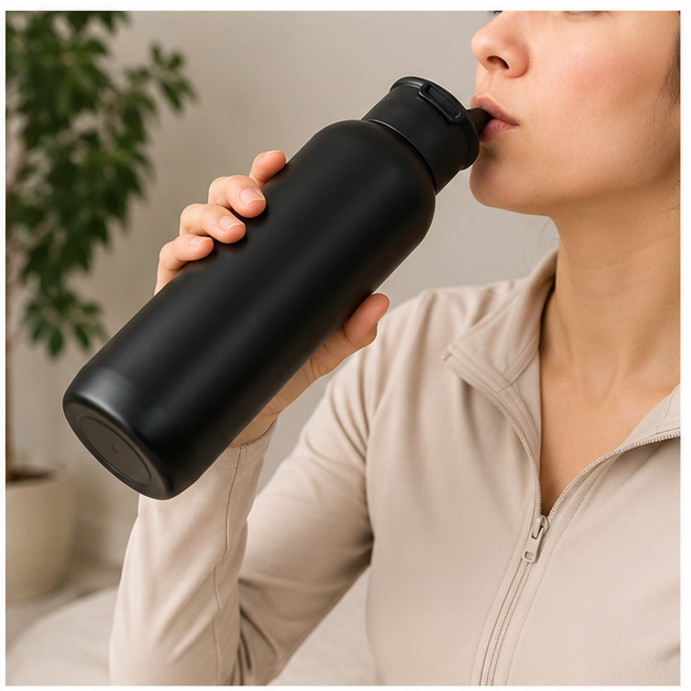 Black Stainless Steel Water Bottle for Daily Hydration (YM2617)