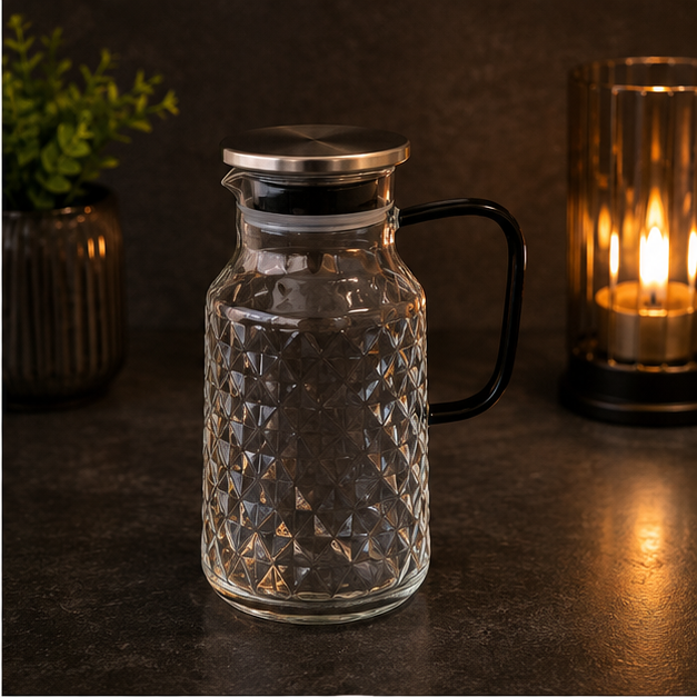 Transparent Glass Jug for Water and Beverage Serving (YM1564)