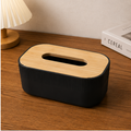 Tissue Paper Box with Wooden Lid Black (YM2712)
