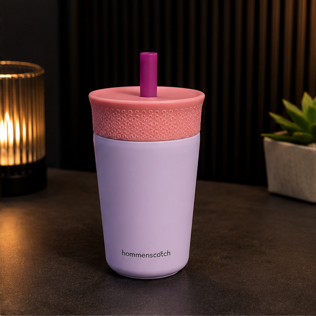 Insulated Tumbler with Straw Pink (YM048)
