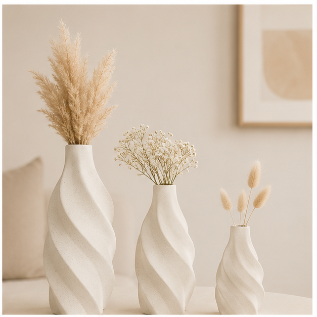 Off-White Ceramic Flower Vase for Contemporary Décor (YM2376)