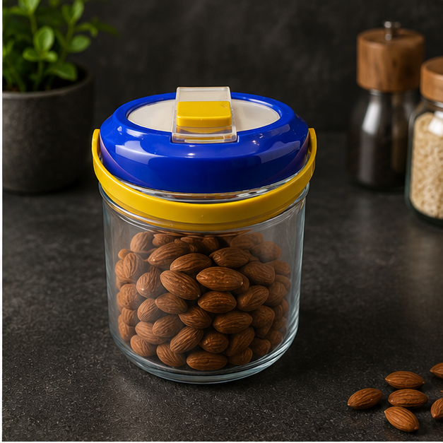 Blue Glass Jar 1000ML for Kitchen Storage and Organization (YM1380)