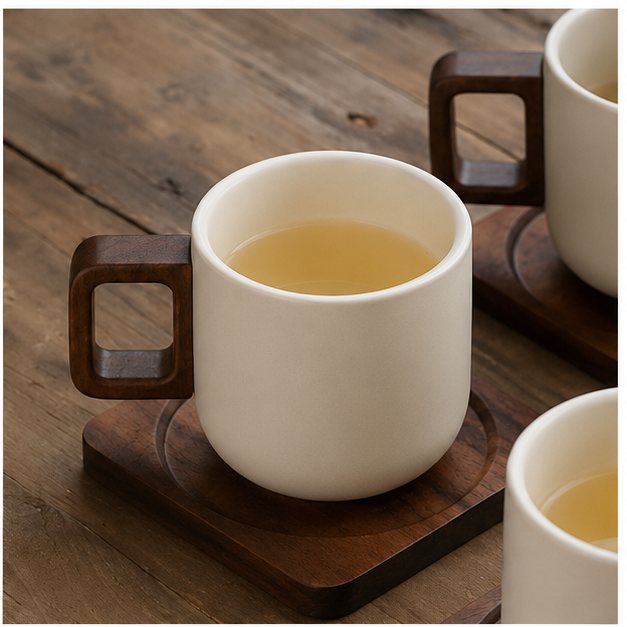 Off White Signature Latte Cup with Saucer (YM2387)