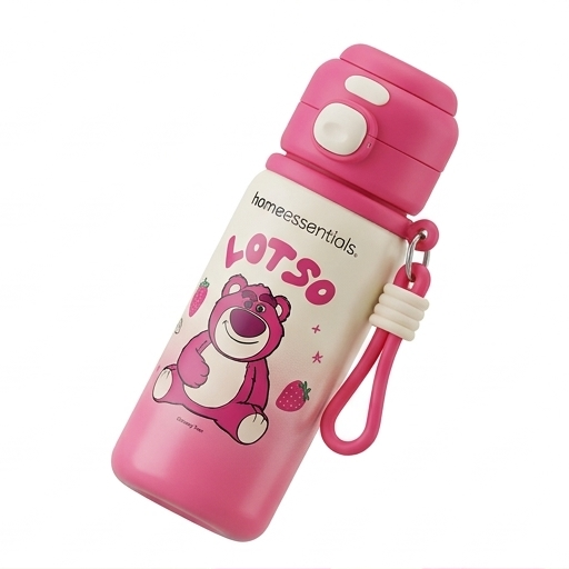 Cute Pink 500ML Kids Sipper Bottle with Lotso Design (YM1509)