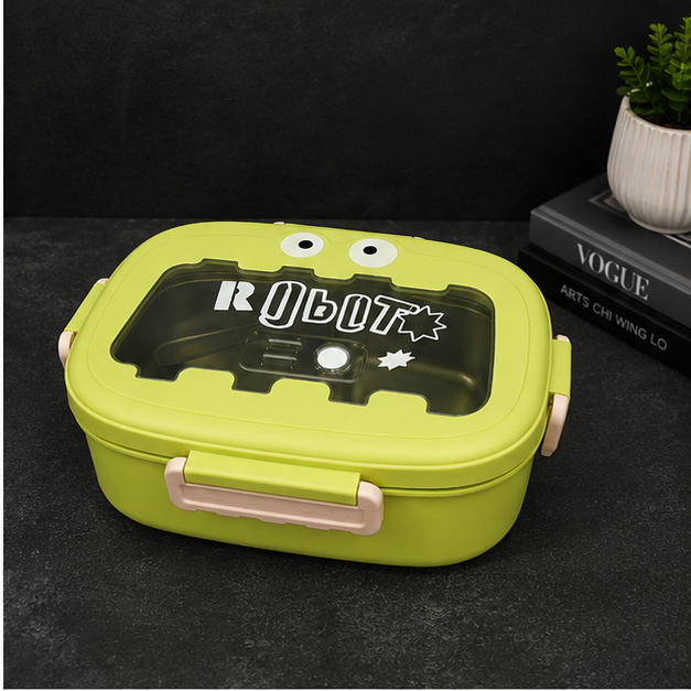 Kids Stainless Steel Robot Lunch Box Lime Green (YM2501)