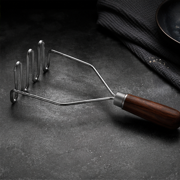 Brown Handle Kitchen Potato Masher Spatula (YM099)