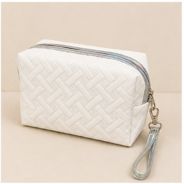 White Braided Texture Cosmetic Makeup Bag (YM1434)