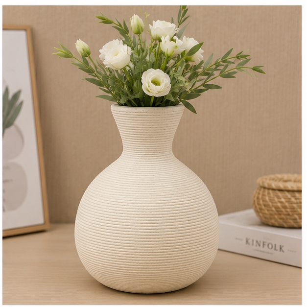 Cream Textured Decorative Flower Vase (YM2371)