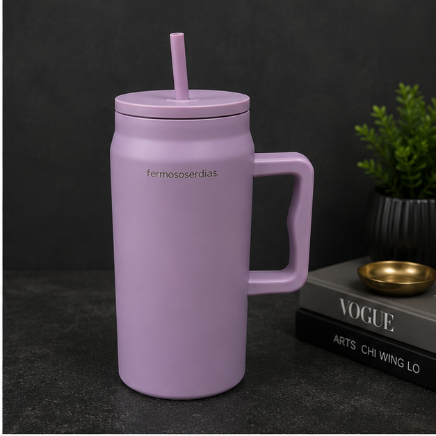 Premium Purple Insulated Tumbler with Handle & Straw (YM2631)