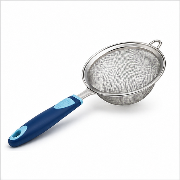 Stainless Steel Blue Handle Kitchen Strainer (YM092)