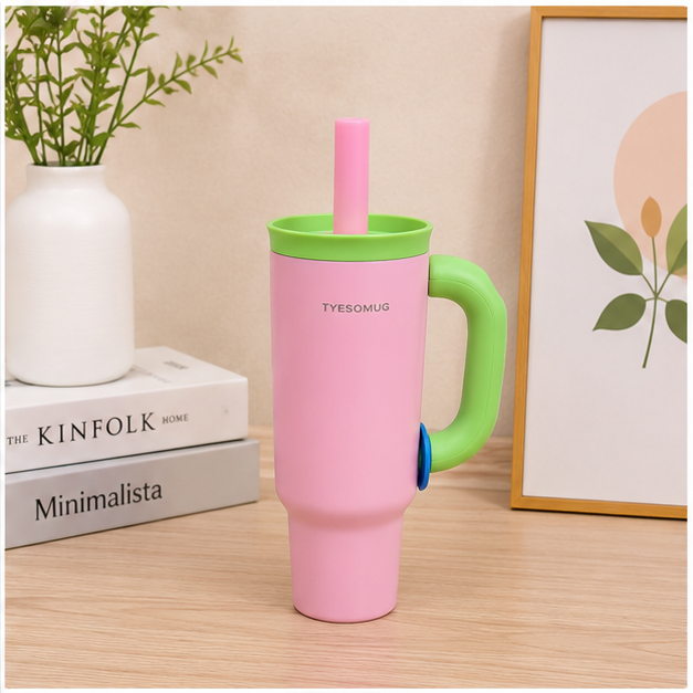 Pink Travel Insulated Tumbler with Straw (YM2620)