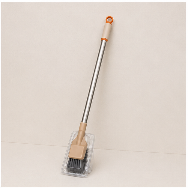 Beige Cleaning Brush with Long Handle (YM565)