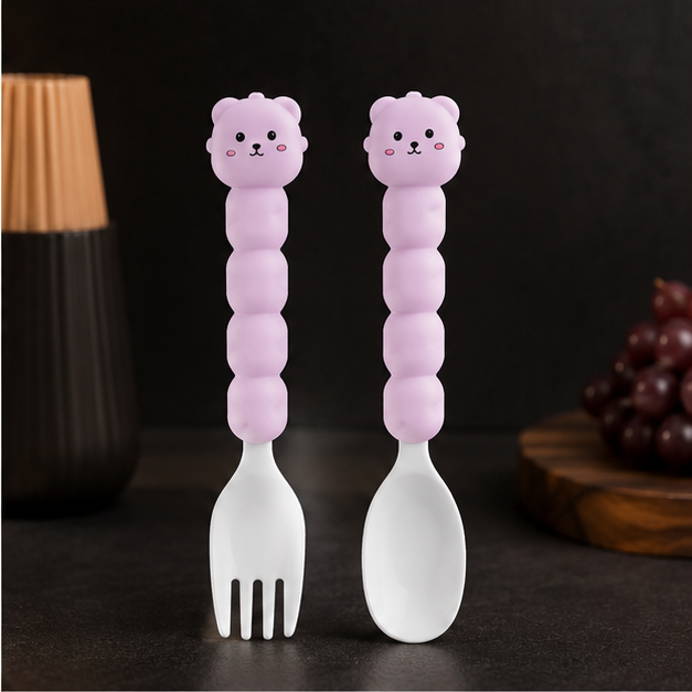 Baby Cutlery Set – Fork & Spoon Pink (YM2494)