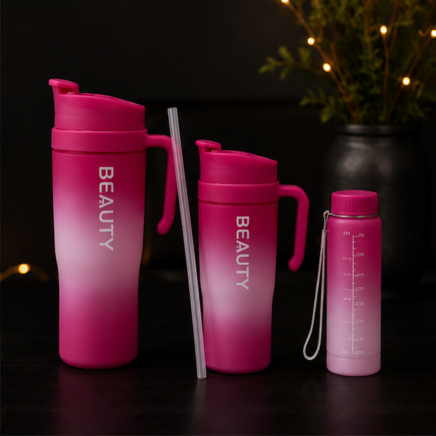 Hydration Bottle Pink Set of 3 (YM2128)