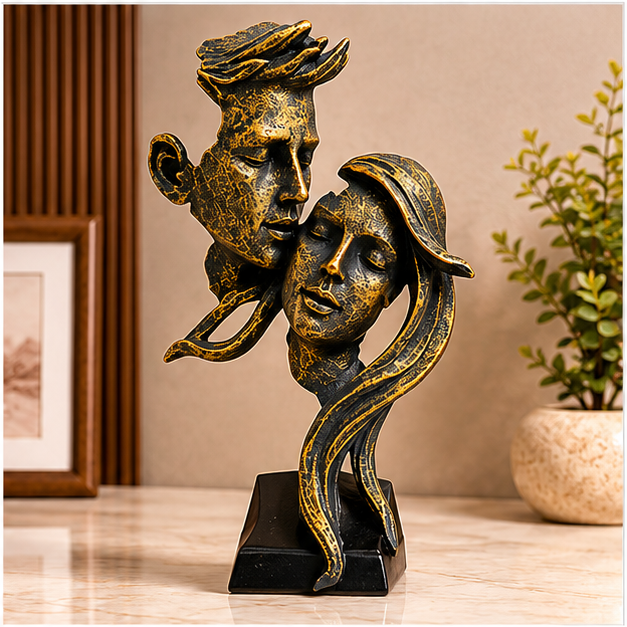 Dual Tone Gold Abstract Couple Sculpture (YM2316)