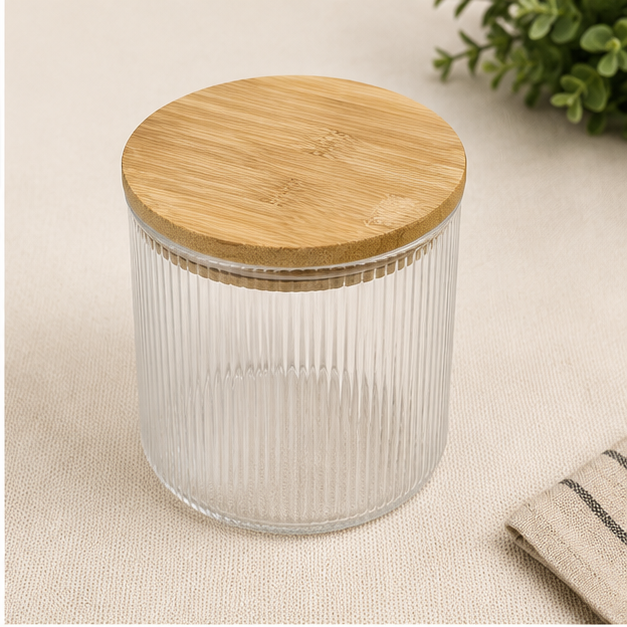 Glass Storage Jar with Bamboo Lid (YM2436)
