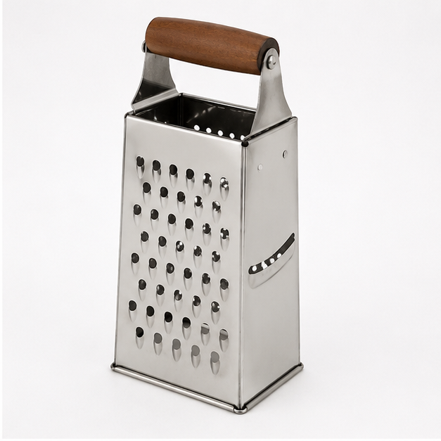 Stainless Steel Box Grater with Wooden Handle (YM197)