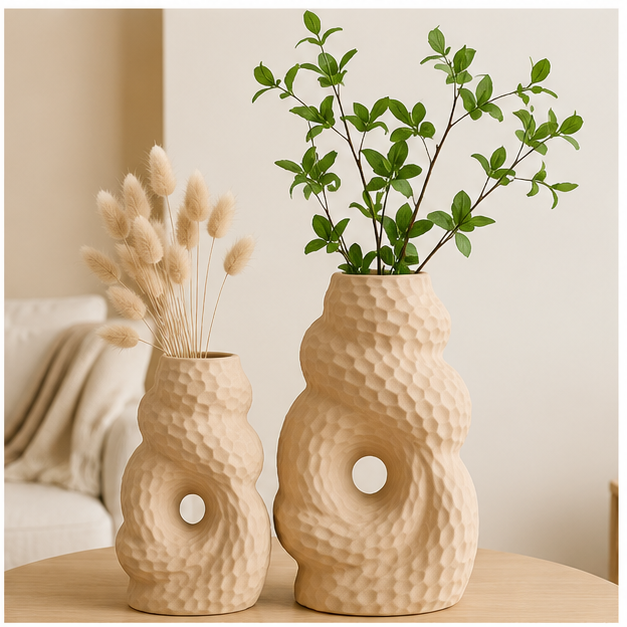 Light Brown Ceramic Flower Vase for Modern Home Décor (YM2353)