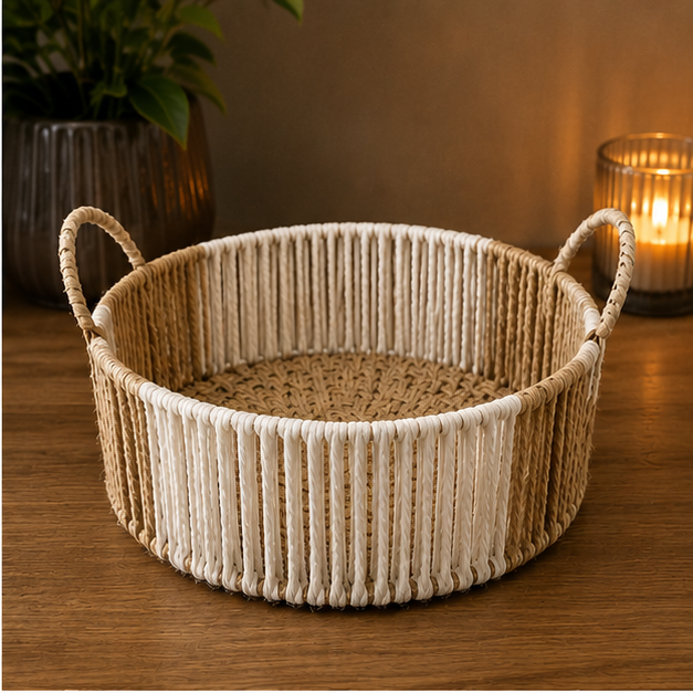 Handwoven Jute Rope Laundry & Storage Basket with Handles (YM913)