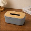 Tissue Paper Box with Wooden Lid Grey (YM2712)