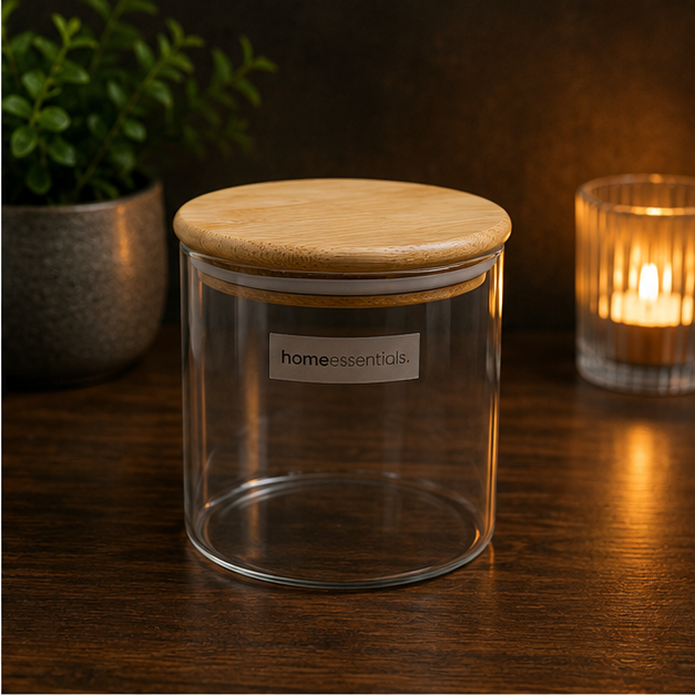 Glass Storage Jar with Wooden Lid Small (YM1714)