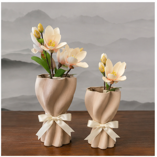 Beige Decorative Flower Vase for Modern Home Décor (YM2333)