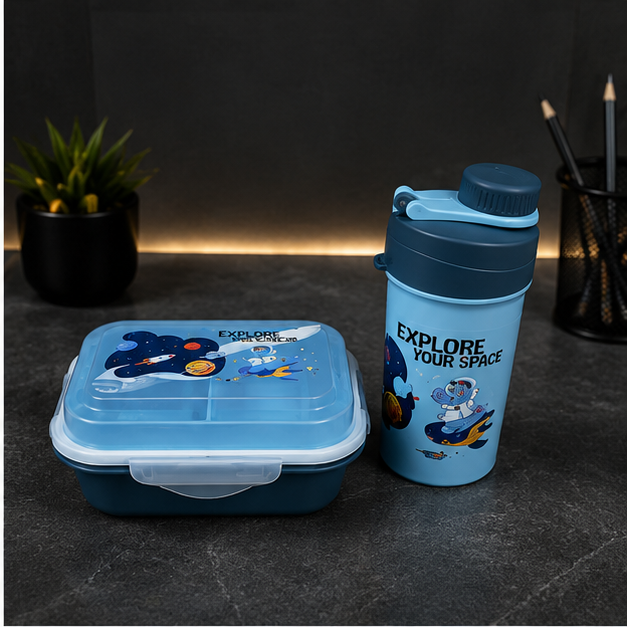 Kids Lunch Box with Water Bottle Set Blue (YM2479)
