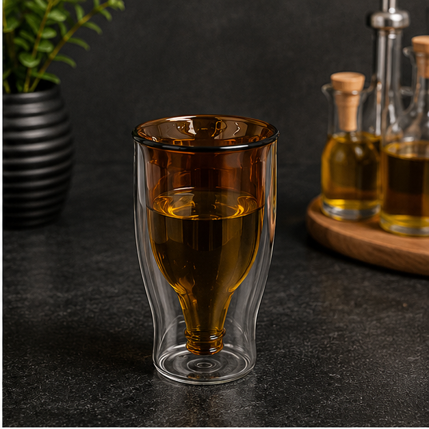 Amber Double-Wall Beer Glass (YM1694)