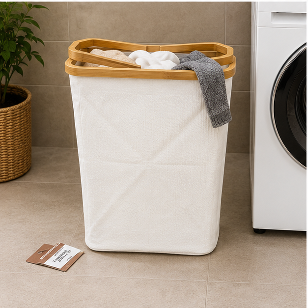 Oxford Fabric Laundry Basket White (YM1876)