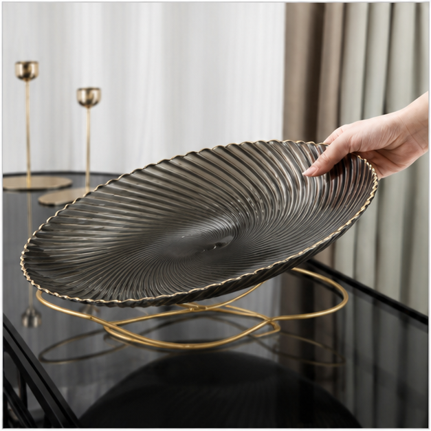 Grey Glass Serving Platter (YM609)