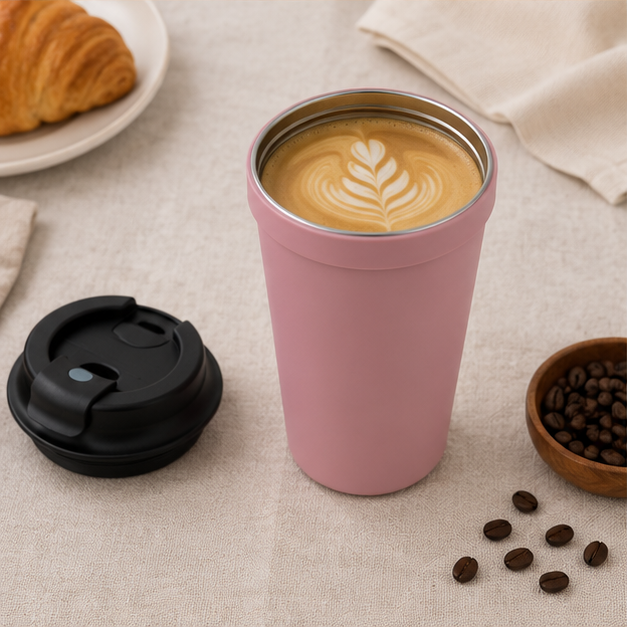 Insulated Coffee Tumbler Pink 340ML (YM2133)