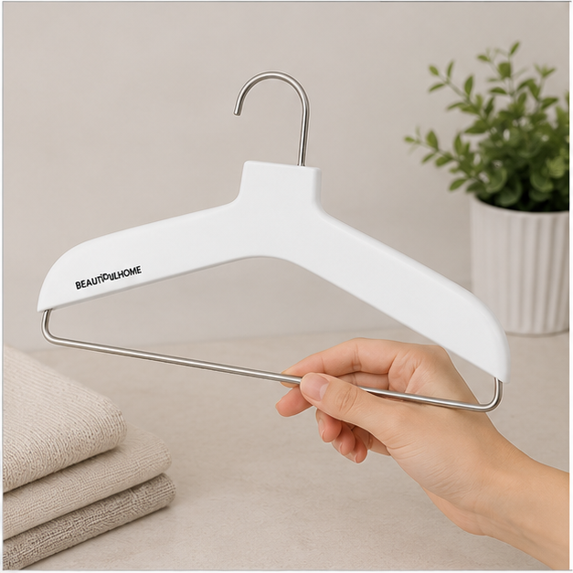 White Plastic Clothes Hanger with Metal Hook (YM413)