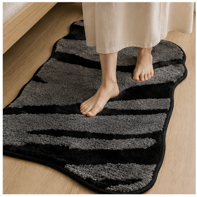 Black Soft Floor Rug for Living Room & Bedroom (OF-FM-11)