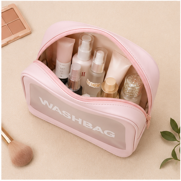 Pink Compact Makeup Storage Pouch with Zipper (YM1426)