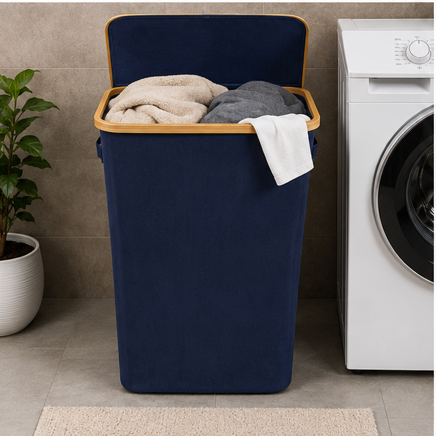 Oxford Fabric Laundry Basket Navy Blue (YM1881)