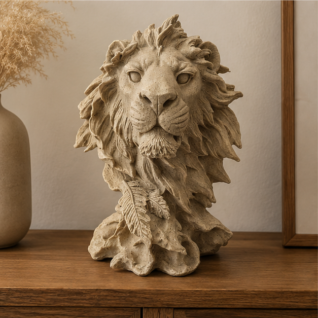 Majestic Lion Head Decorative Sculpture Beige (YM2308)