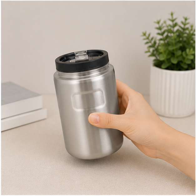 Silver Coffee Tumbler 350ML with Lid (YM1624)