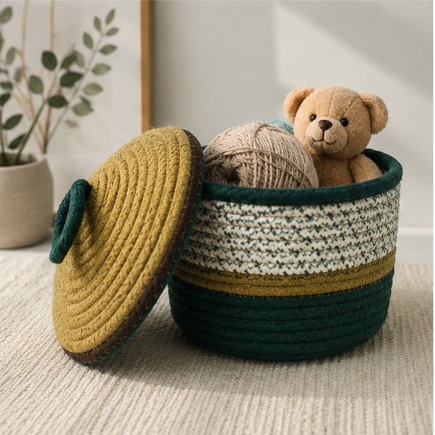 Portable Green Laundry Basket with Handles (YM1877)