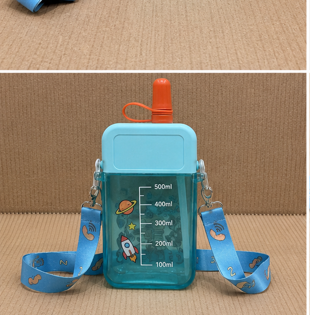 Blue Kids Water Bottle with Strap for School (YM505)