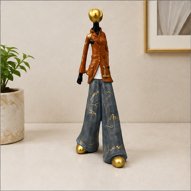 Elegant Orange Lady Figurine Décor (YM1157)