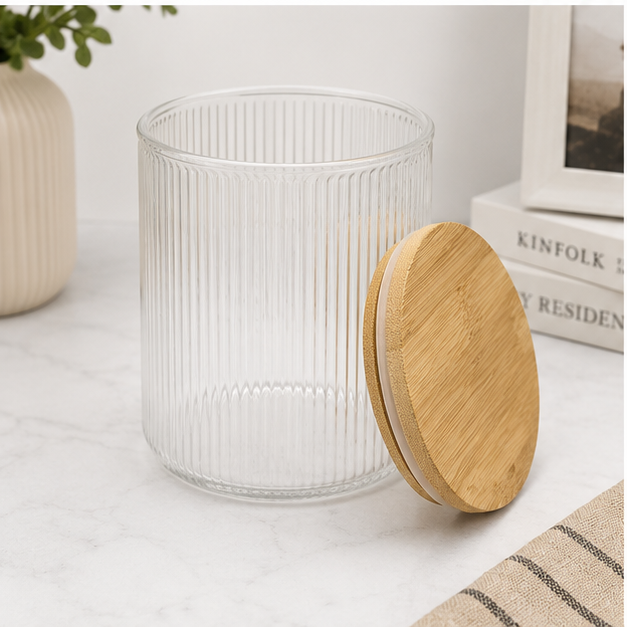 Glass Storage Jar with Bamboo Lid (YM2436)