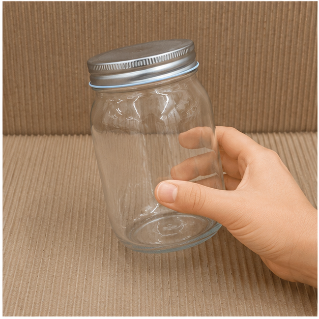 Transparent Mason Jar 500ML with Metal Lid (YM2018)