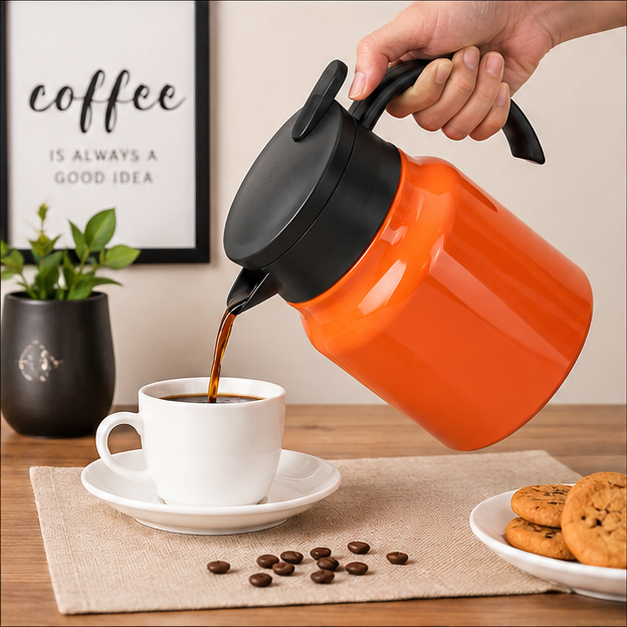 Orange Stainless Steel Vacuum Coffee Pot 800ml (YM2142)