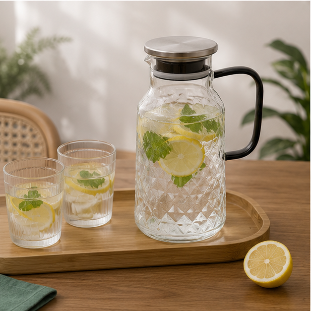Transparent Glass Jug for Water and Beverage Serving (YM1564)